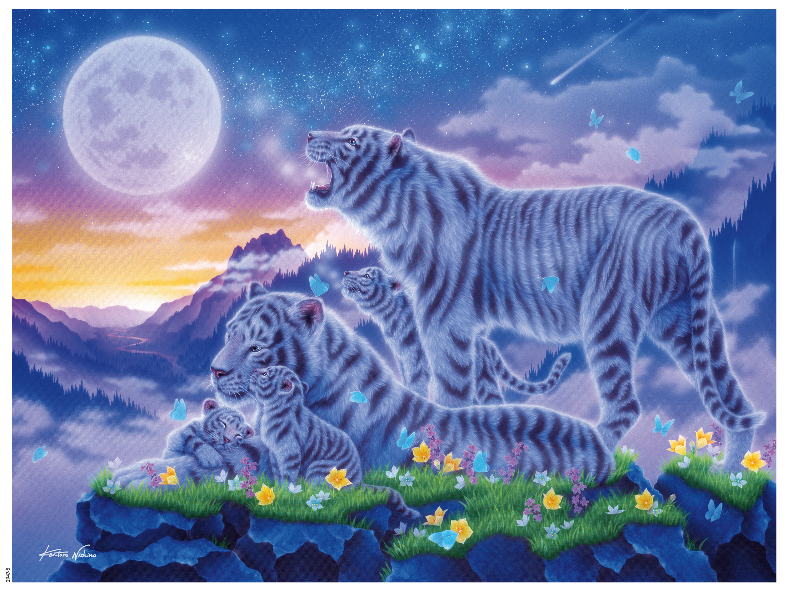 Tigers at Moonlight by Kentaro Fantasy Jigsaw Puzzle