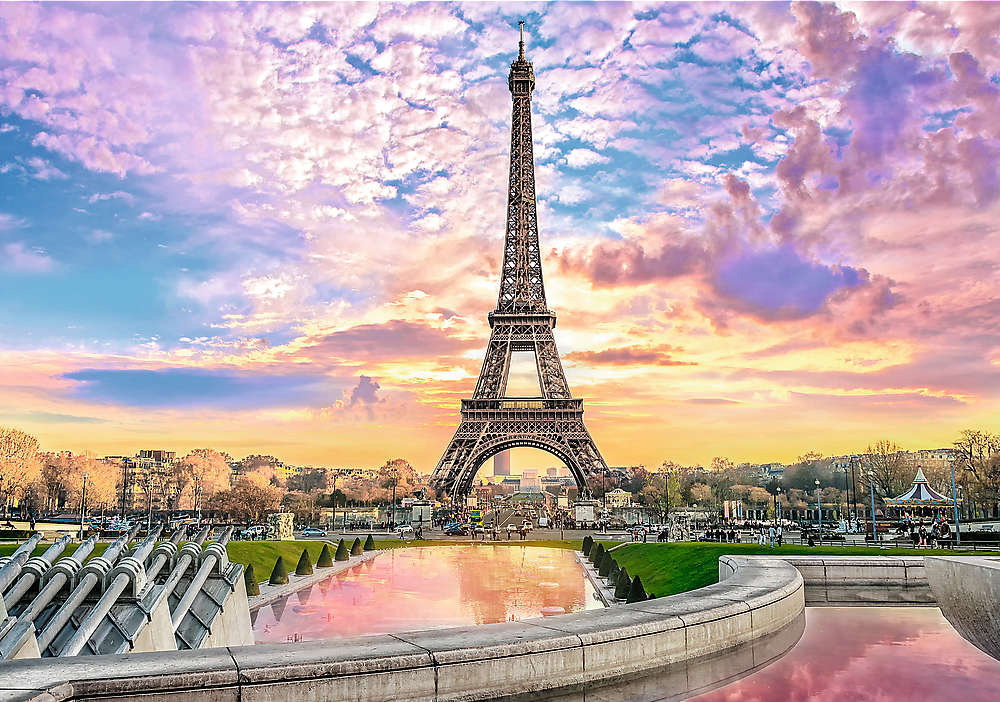 Romantic Sunset Eiffel Tower, Paris France Travel Jigsaw Puzzle