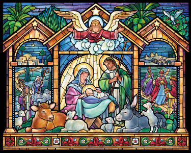 Stained Glass Nativity Religious Jigsaw Puzzle