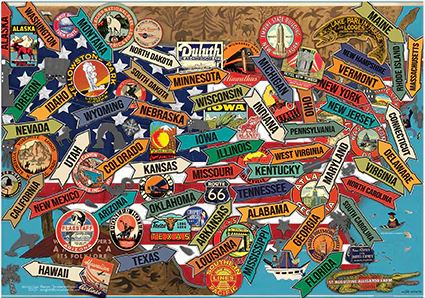 Vintage Travel Stickers Travel Jigsaw Puzzle