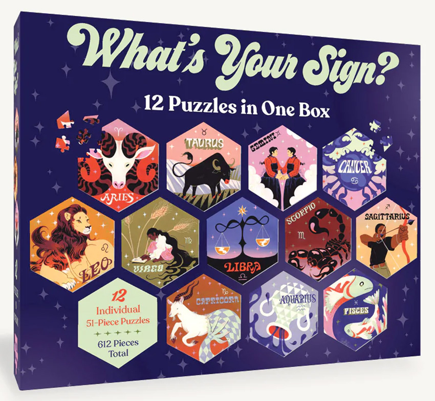 12 Puzzles in One Box: What's Your Sign?, 612 Pieces, Chronicle Books |  Puzzle Warehouse