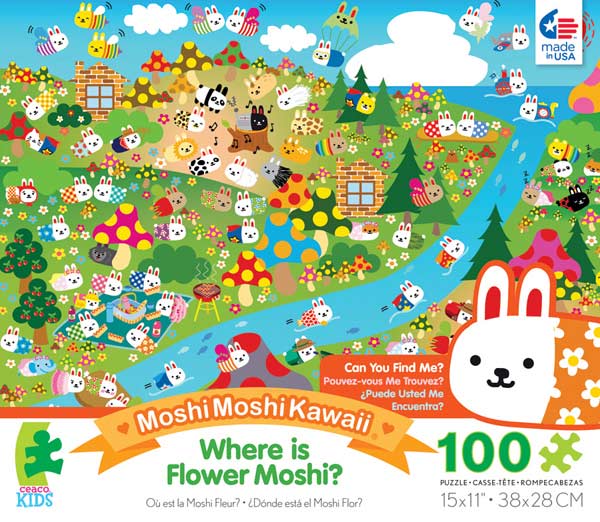 CEACO® KIDS MOSHIMOSHIKAWAII® WHERE IS FLOWER MOSHI 100pc Jig Saw PUZZLE 