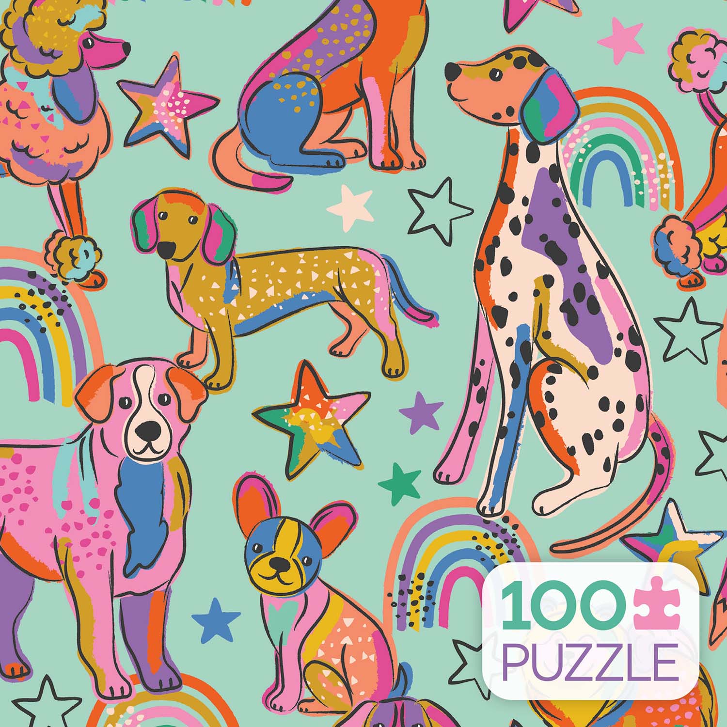 Rainbow Dogs Dogs Jigsaw Puzzle