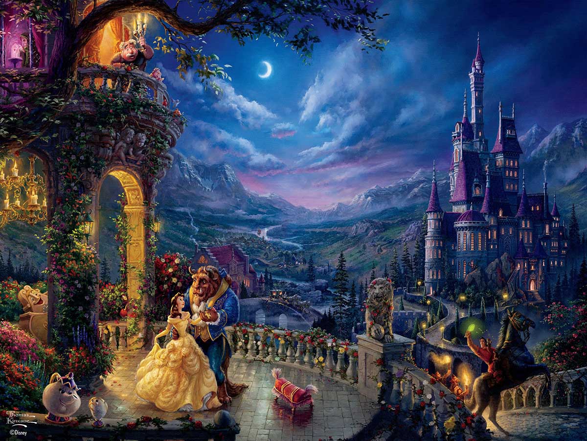 Beauty and the Beast in the Moonlight Disney Princess Jigsaw Puzzle