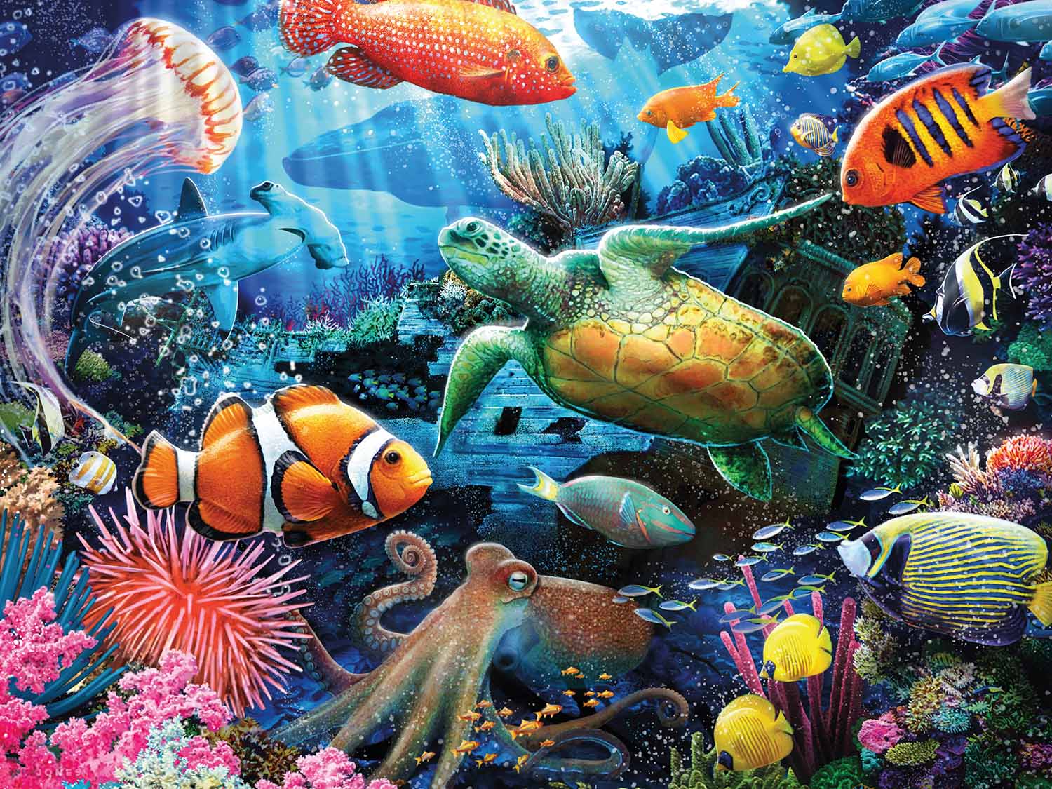 Under The Ocean Sea Life Glitter / Shimmer / Foil Puzzles