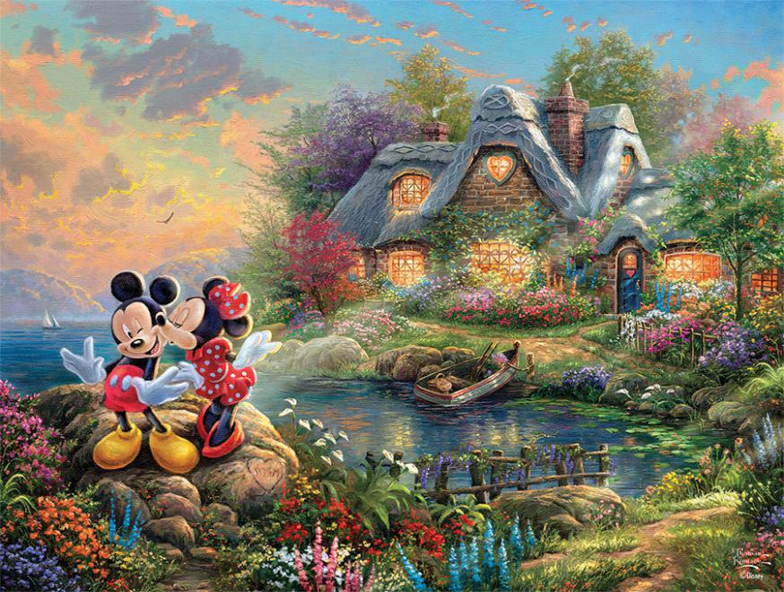 Thomas Kinkade Disney - Mickey and Minnie Sweetheart Cove - Scratch and Dent Disney Jigsaw Puzzle