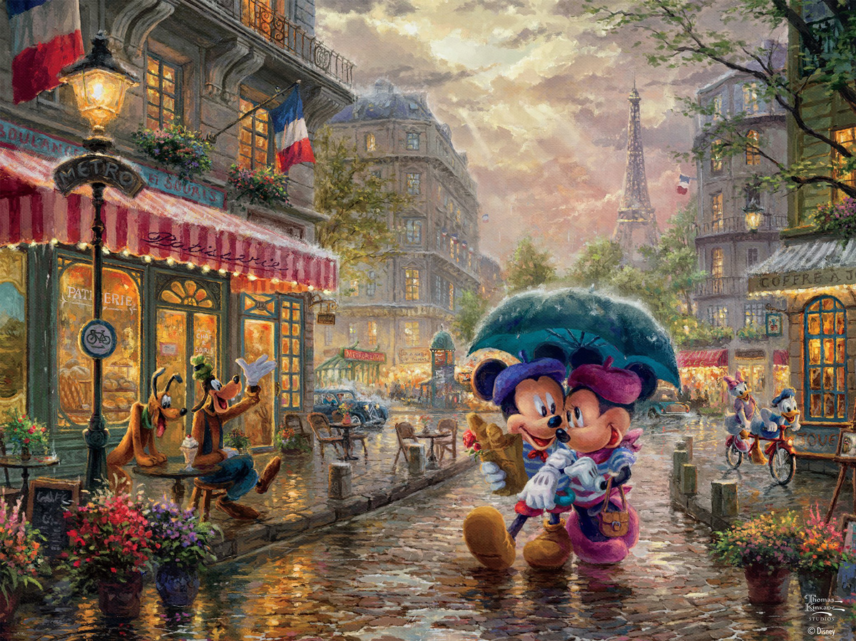 Thomas Kinkade Disney - Mickey and Minnie in Paris Disney