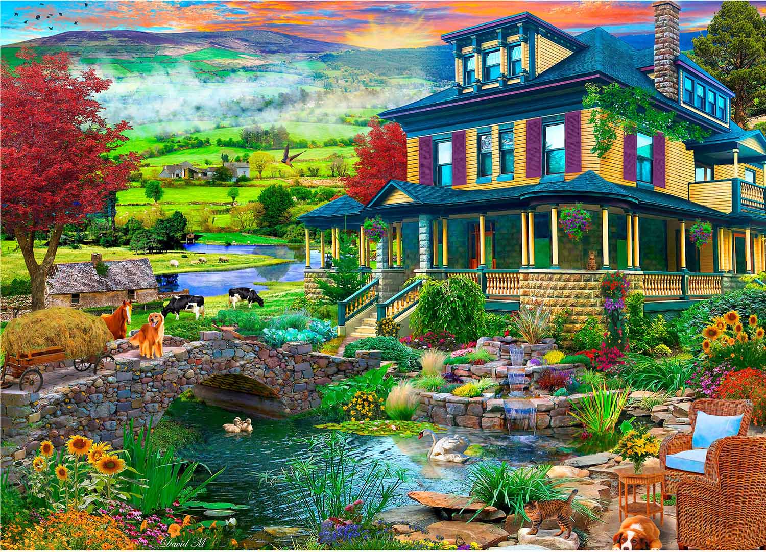 Grandma's Country House Landscape Jigsaw Puzzle