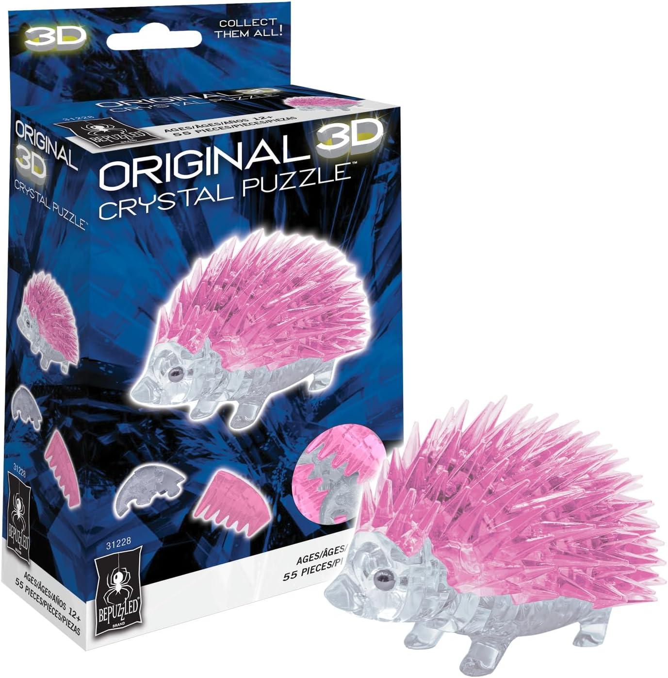 Bepuzzled Pink Hedgehog 3D 55 Piece Crystal Puzzle