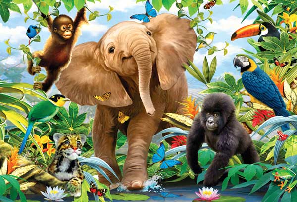 The Jungle Jungle Animals Round Jigsaw Puzzle By Educa