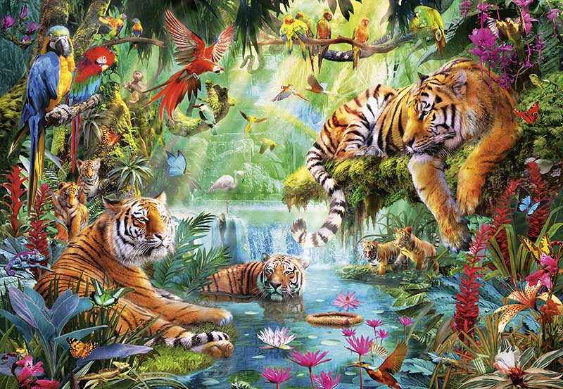 The Peaceful Jungle Jungle Animals Jigsaw Puzzle By Clementoni