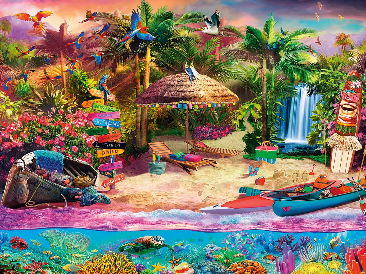 Tropical Island Holiday - Scratch and Dent Birds Jigsaw Puzzle