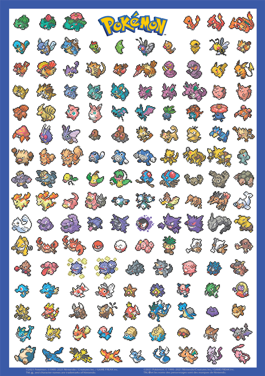 Retro Pixel Pokemon Chart, 500 Pieces, Buffalo Games | Puzzle Warehouse