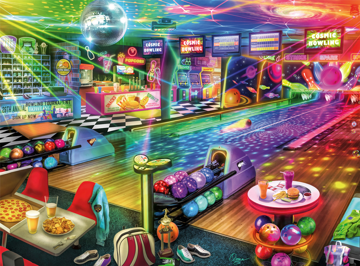 Blacklight Bowling - Scratch and Dent Sports Jigsaw Puzzle