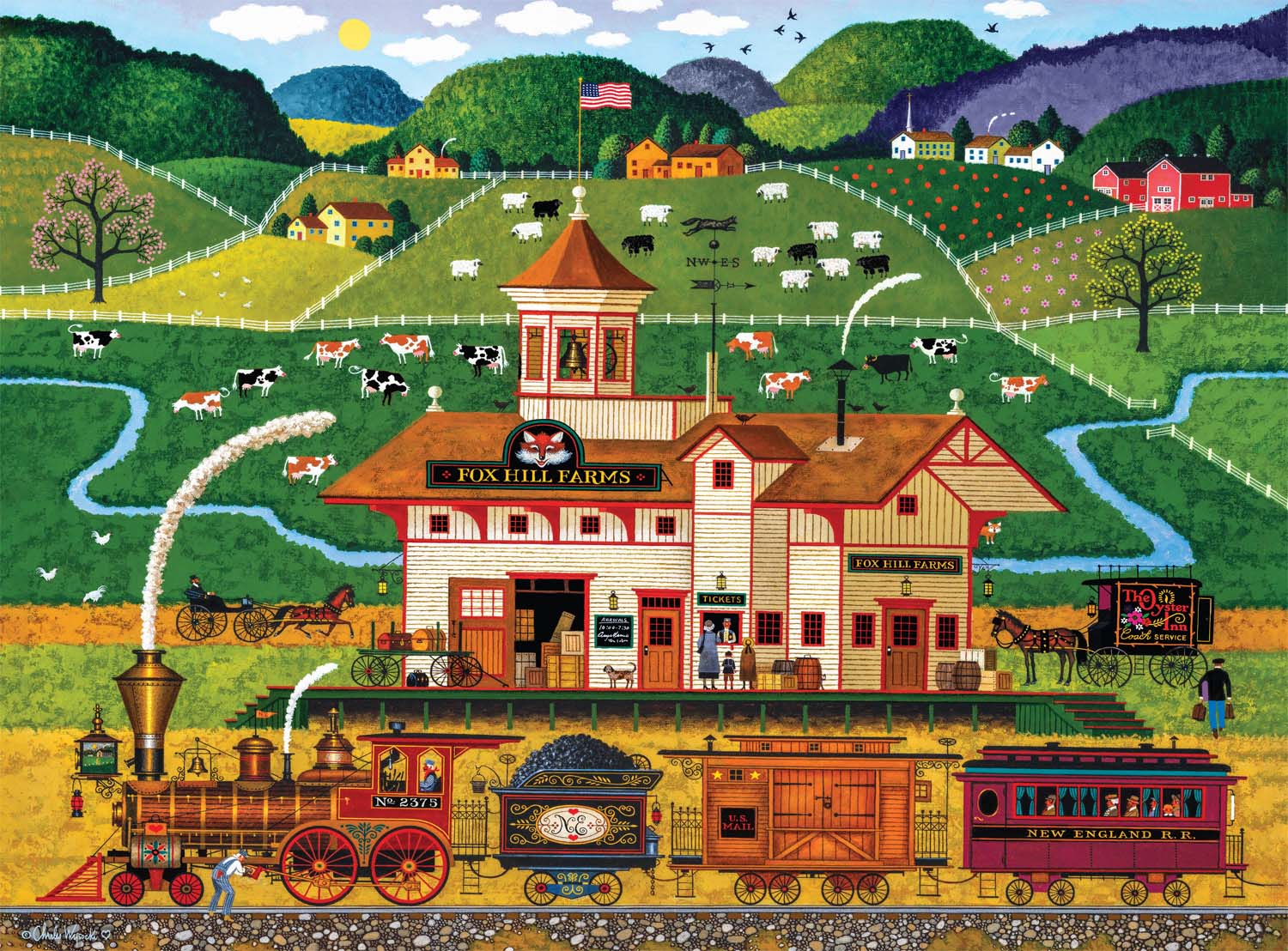 Fox Hill Farms Folk Art Jigsaw Puzzle