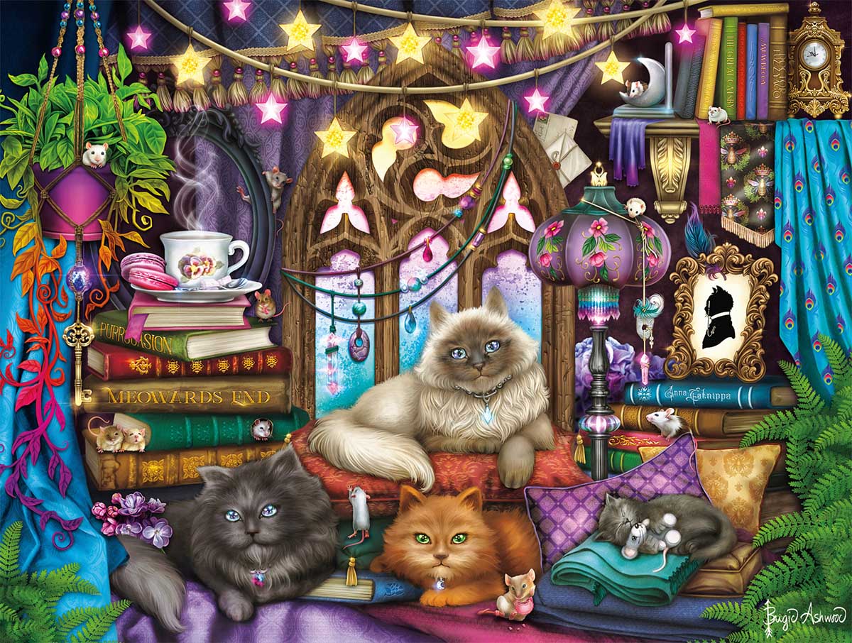 Evening Tea and Tales - Scratch and Dent Cats Jigsaw Puzzle