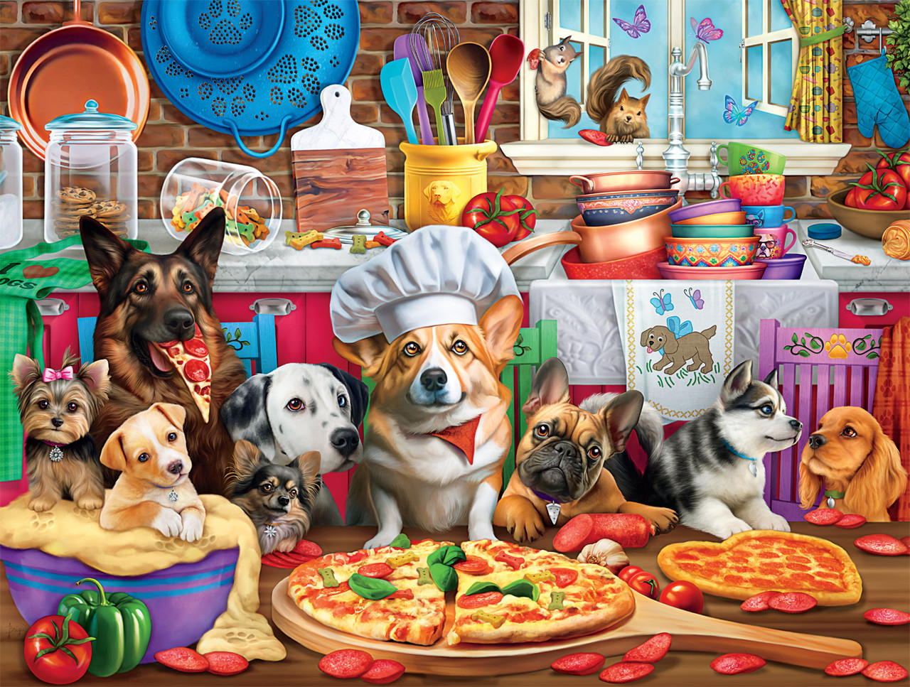 Pizza Time Pups Dogs Jigsaw Puzzle