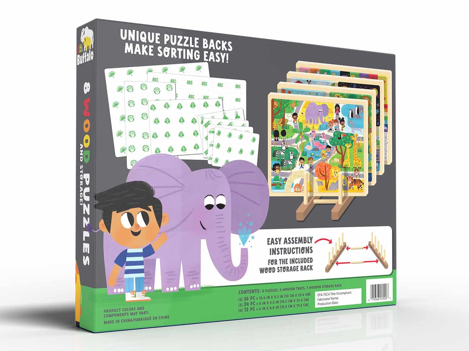 Little Buffalo: Wood Puzzles 8pk plus Storage - Various