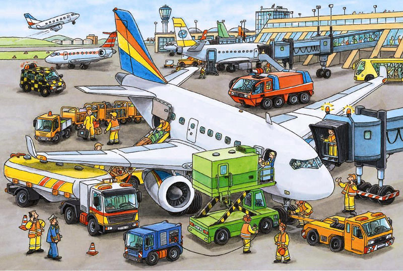 Busy Airport - Scratch and Dent Plane Jigsaw Puzzle