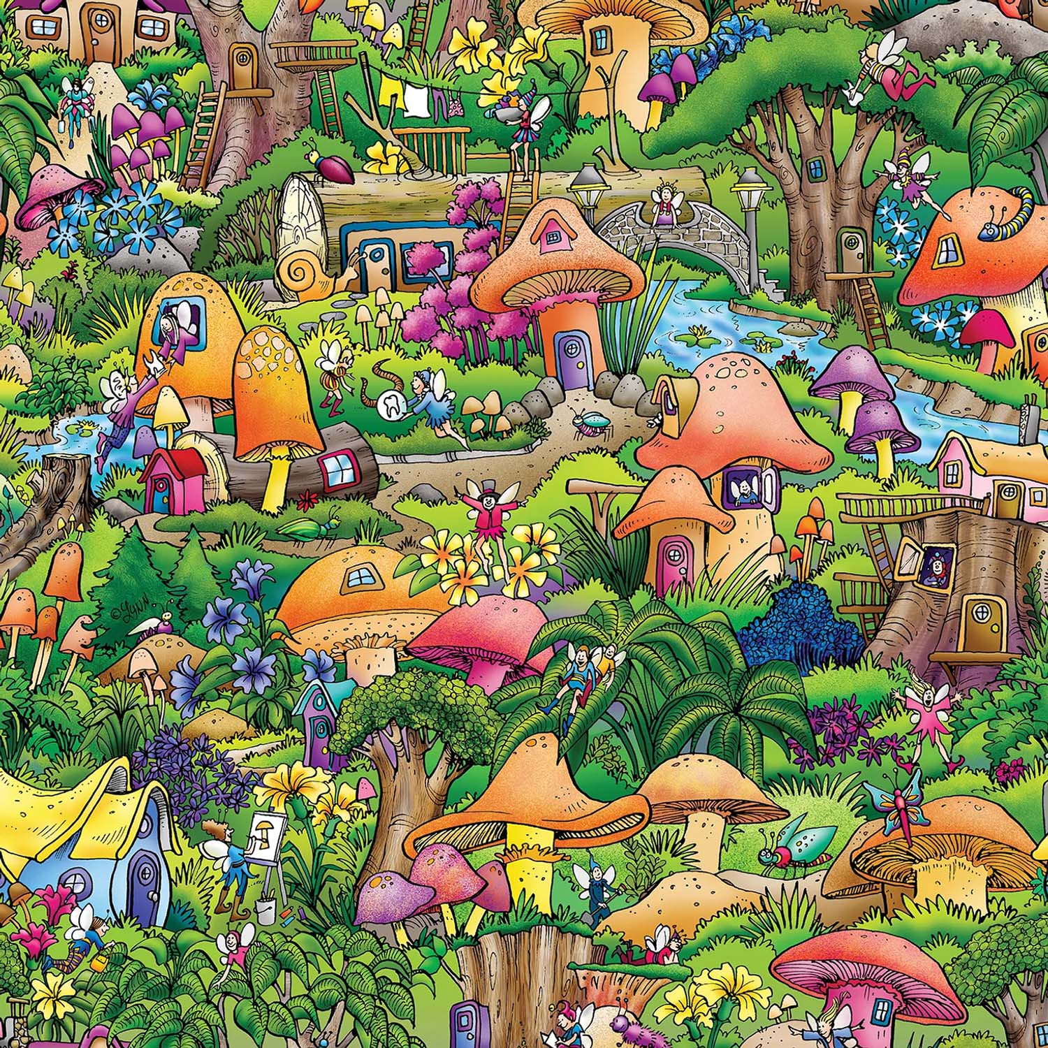 Fairytale Mushroom Forest Flower & Garden Jigsaw Puzzle