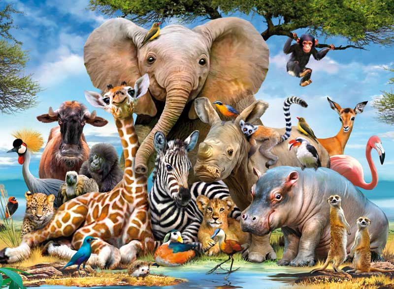 African Friends - Scratch and Dent Jungle Animals Jigsaw Puzzle