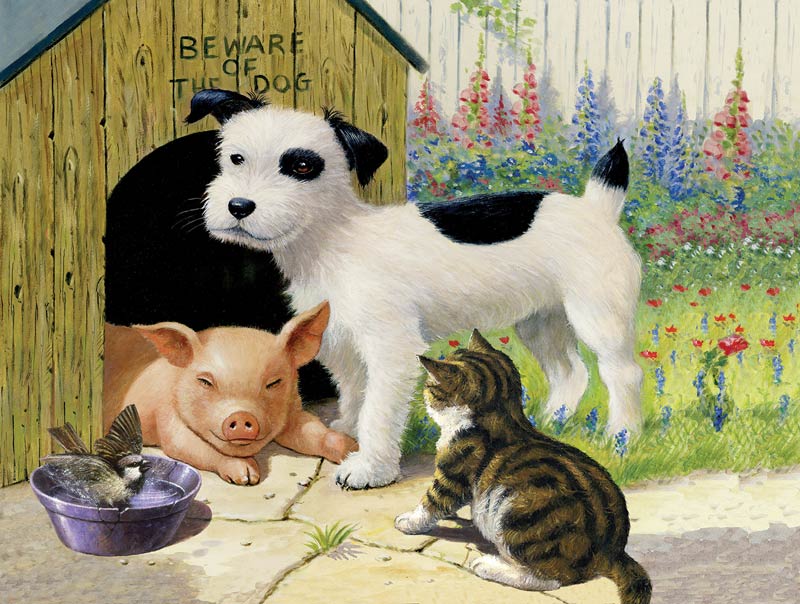 Beware of the Dog - Scratch and Dent Cats Jigsaw Puzzle