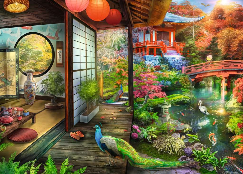 Japanese Garden Teahouse Landscape Jigsaw Puzzle