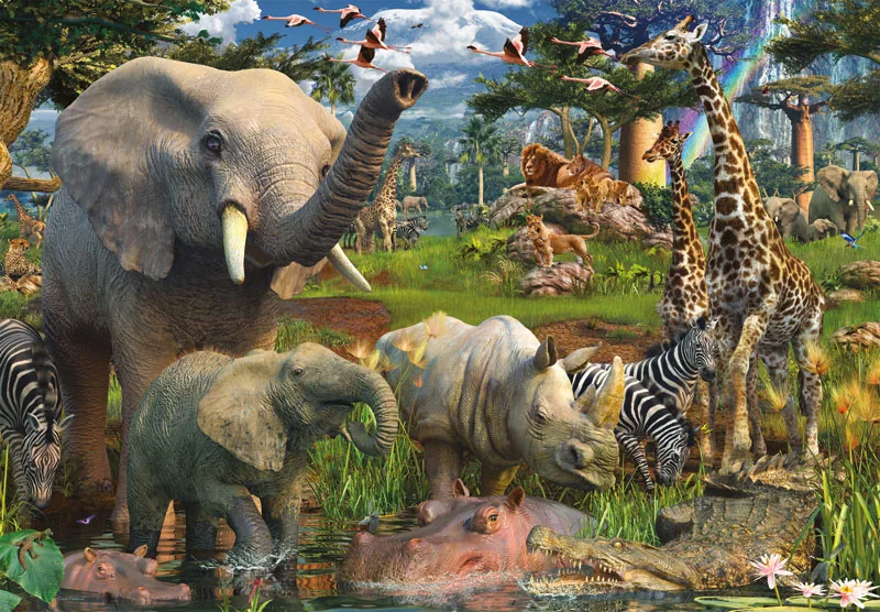 At the Waterhole Jungle Animals