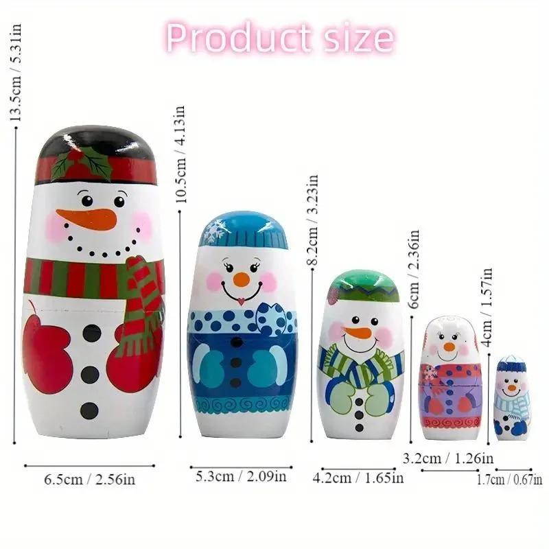 Charming Wooden Snowman Nesting Dolls