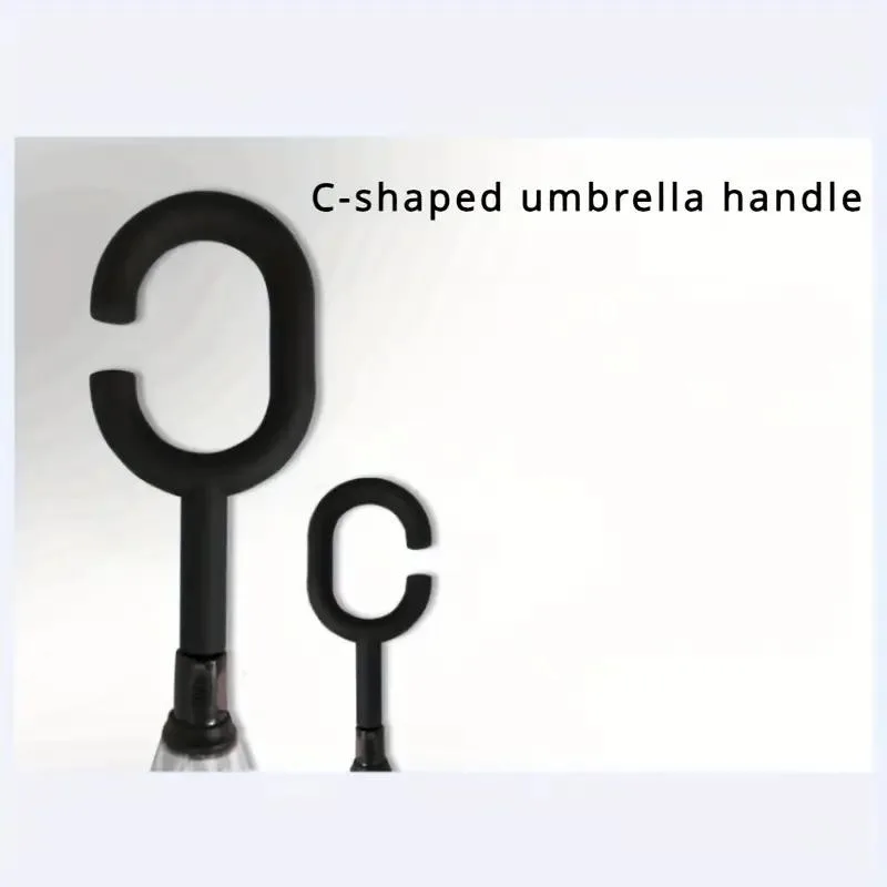 Windproof Double-Layer Reverse Umbrella with C-Handle - Cloud design