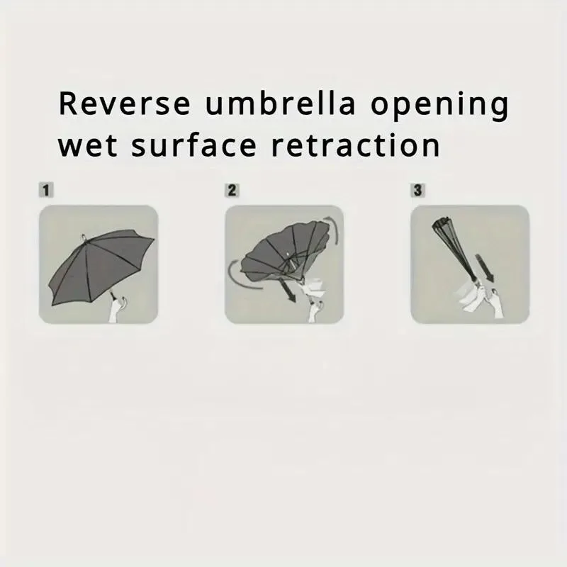 Windproof Double-Layer Reverse Umbrella with C-Handle - Cloud design