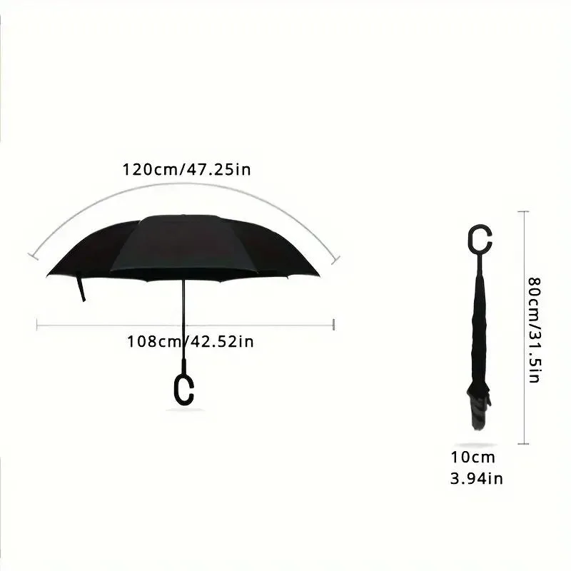 Windproof Double-Layer Reverse Umbrella with C-Handle - Cloud design