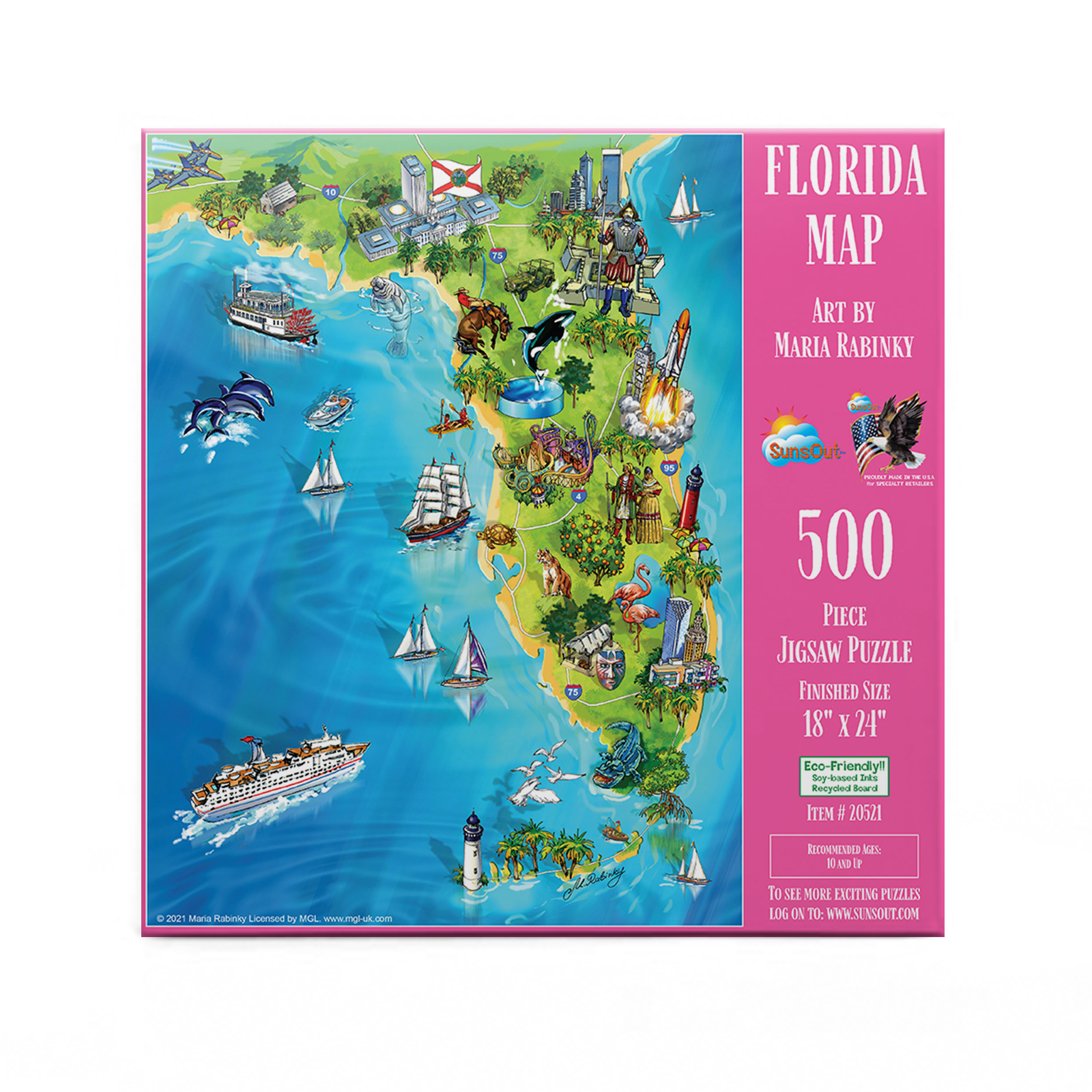 Florida Map, 500 Pieces, SunsOut | Puzzle Warehouse