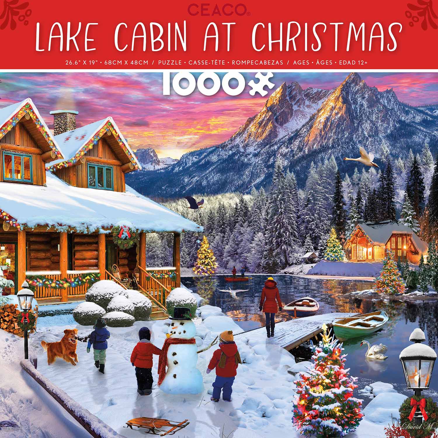 Lake Cabin At Christmas Holiday Christmas Jigsaw Puzzle