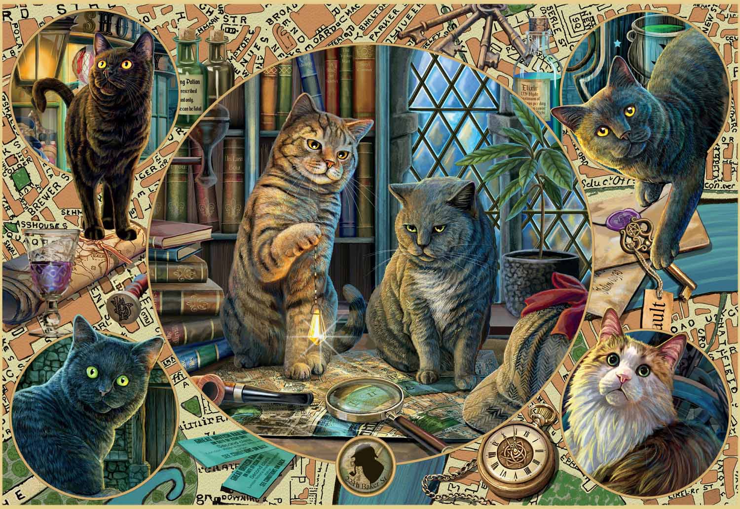 Purrlock Holmes Mystery Cats Jigsaw Puzzle
