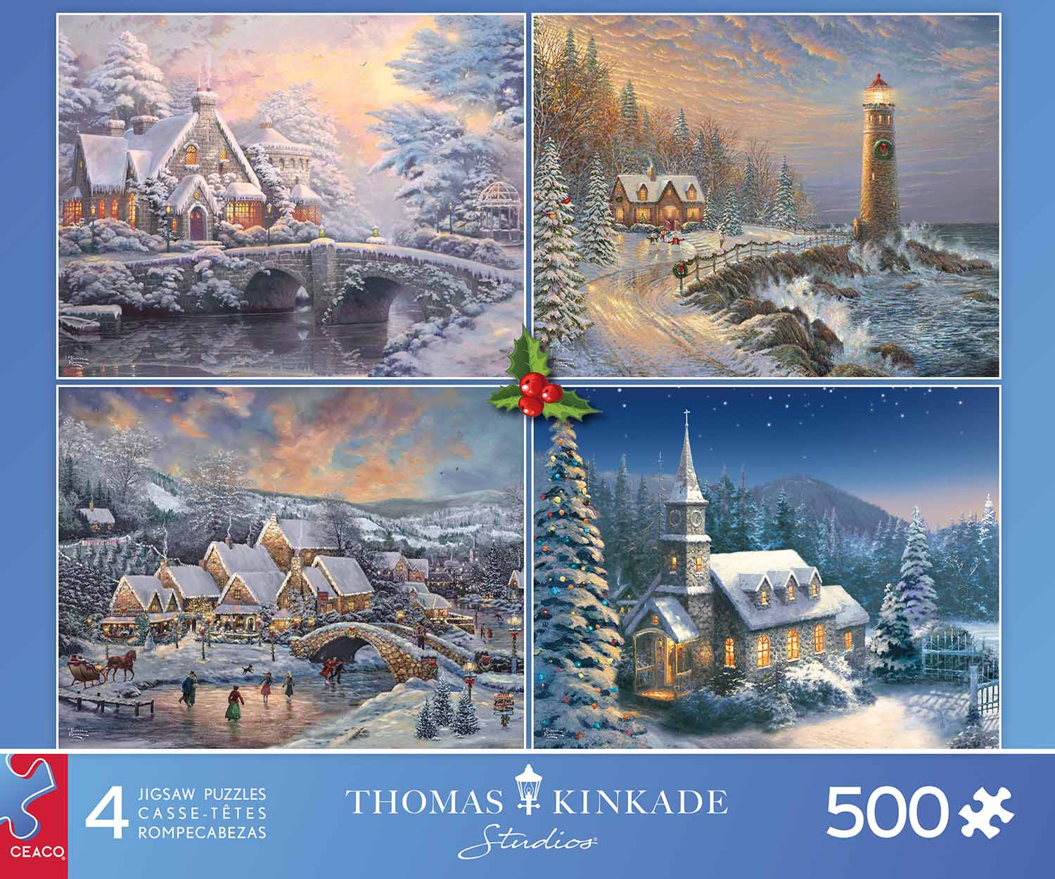 4 In 1 Thomas Kinkade Holiday Collection Christmas Jigsaw Puzzle