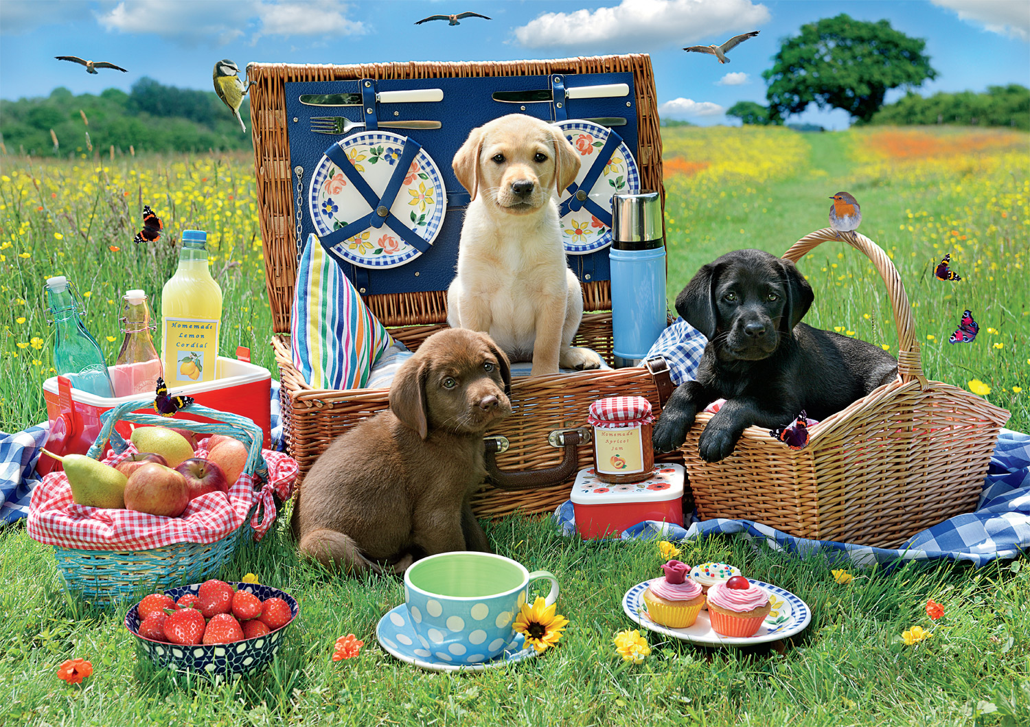 Puppy Park Picnic Dogs Jigsaw Puzzle