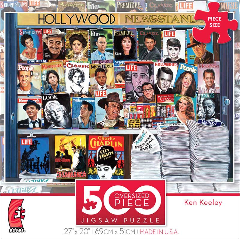 Hollywood Newsstand (500 Piece Oversized Puzzle) - Scratch and Dent Famous People Jigsaw Puzzle