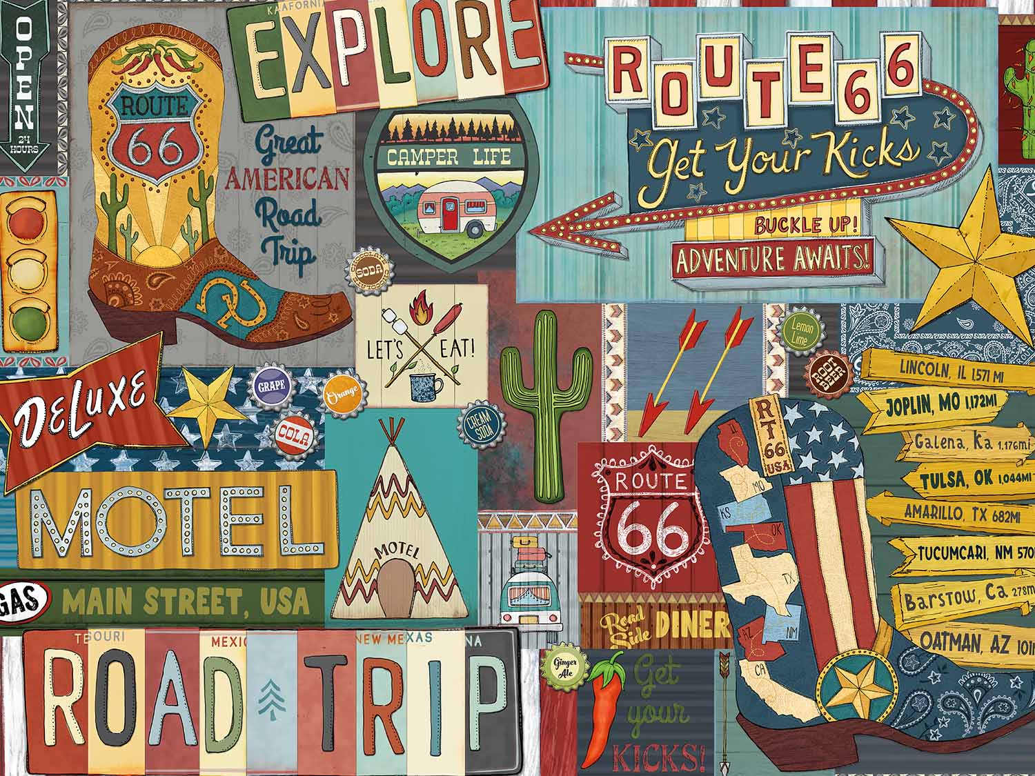 Land of the Free - Route 66 Road Trip Travel Jigsaw Puzzle