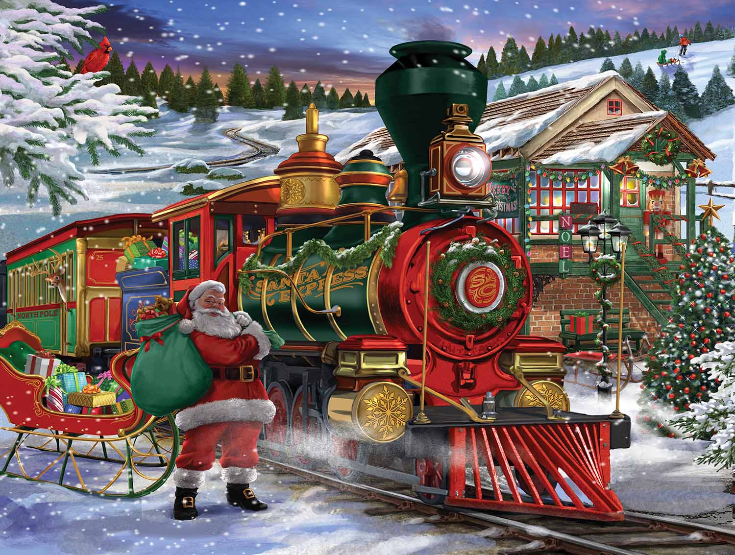 Santa at the Station Train Jigsaw Puzzle