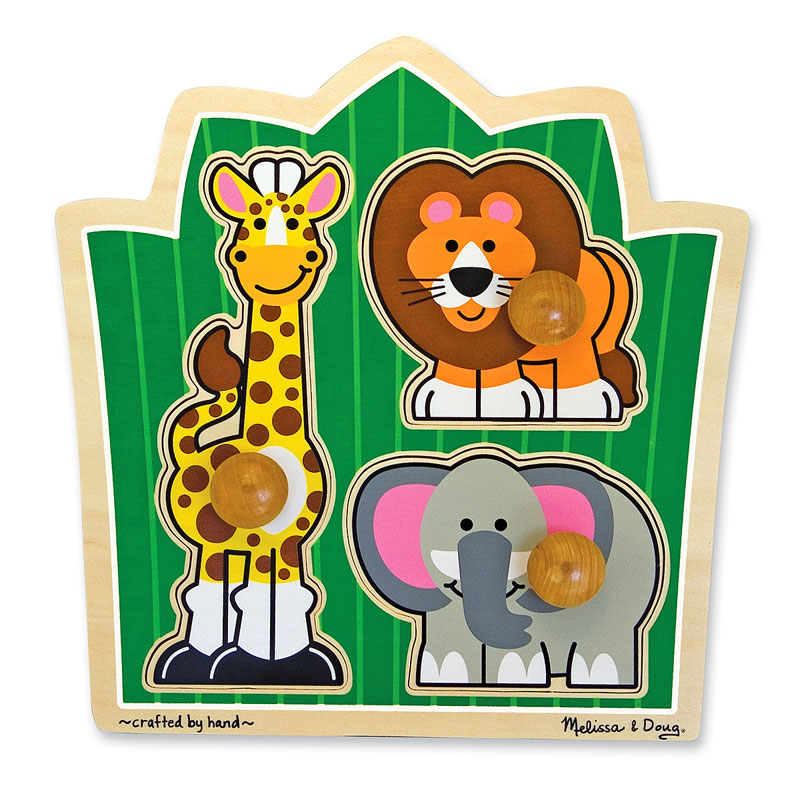 Safari Jumbo Knob Animals Chunky / Peg Puzzle By Melissa and Doug