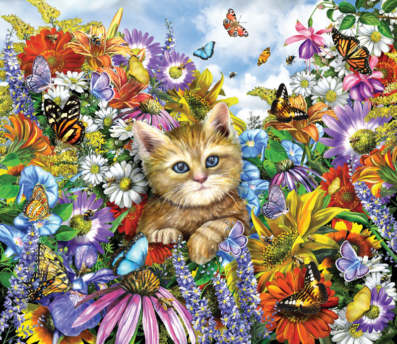 Kitty in the Garden - Scratch and Dent Cats Jigsaw Puzzle