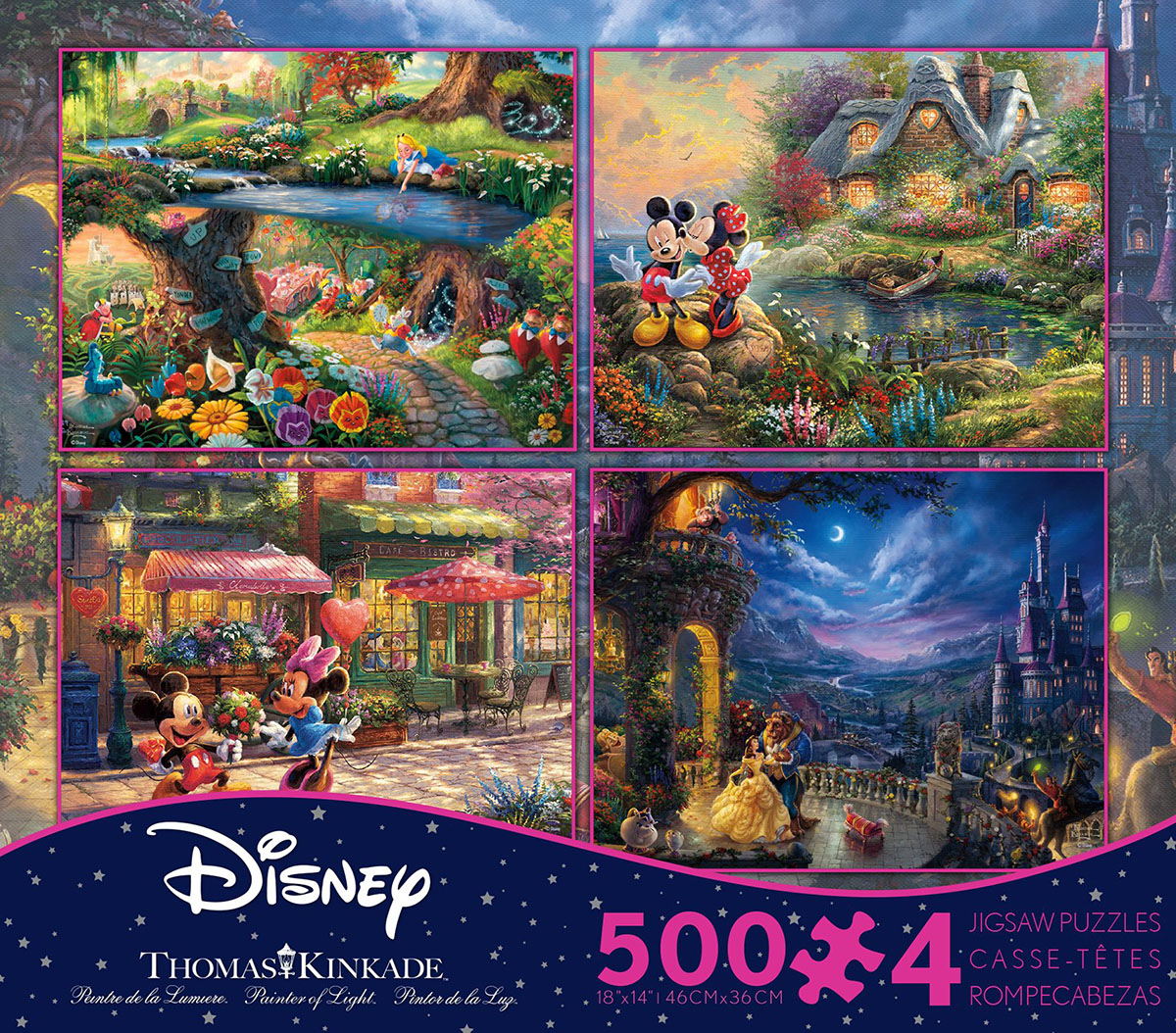 Thomas Kinkade Disney Dreams 4 in 1 500 Piece Multi-Pack Disney Jigsaw Puzzle