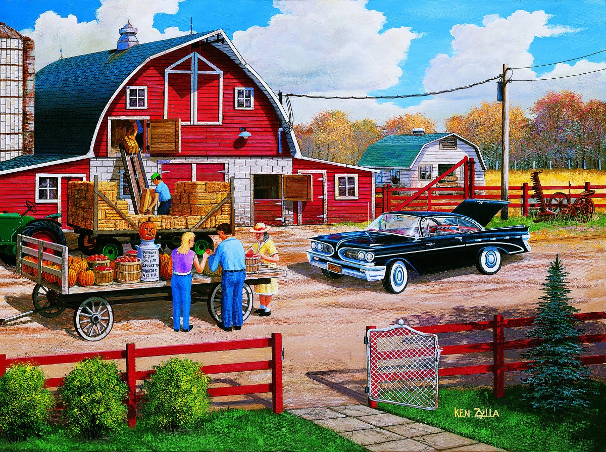 Stopping at the Quilt Barn Nostalgic & Retro Jigsaw Puzzle By SunsOut