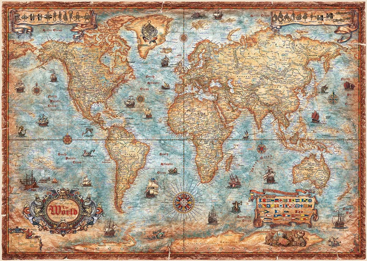 ジグソーパズル HEYE PAZZLE(2000piece) Map Art 29845 The World - 2000 Piece Jigsaw Puzzle by Heye | Puzzle Warehouse