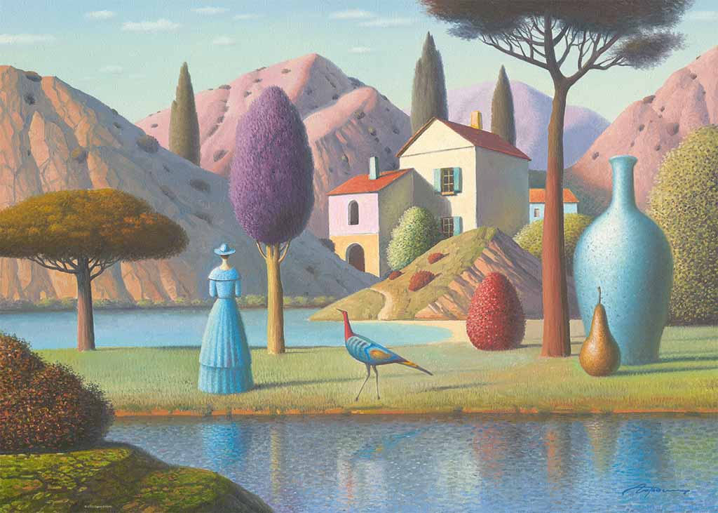Lady in Blue Landscape Jigsaw Puzzle