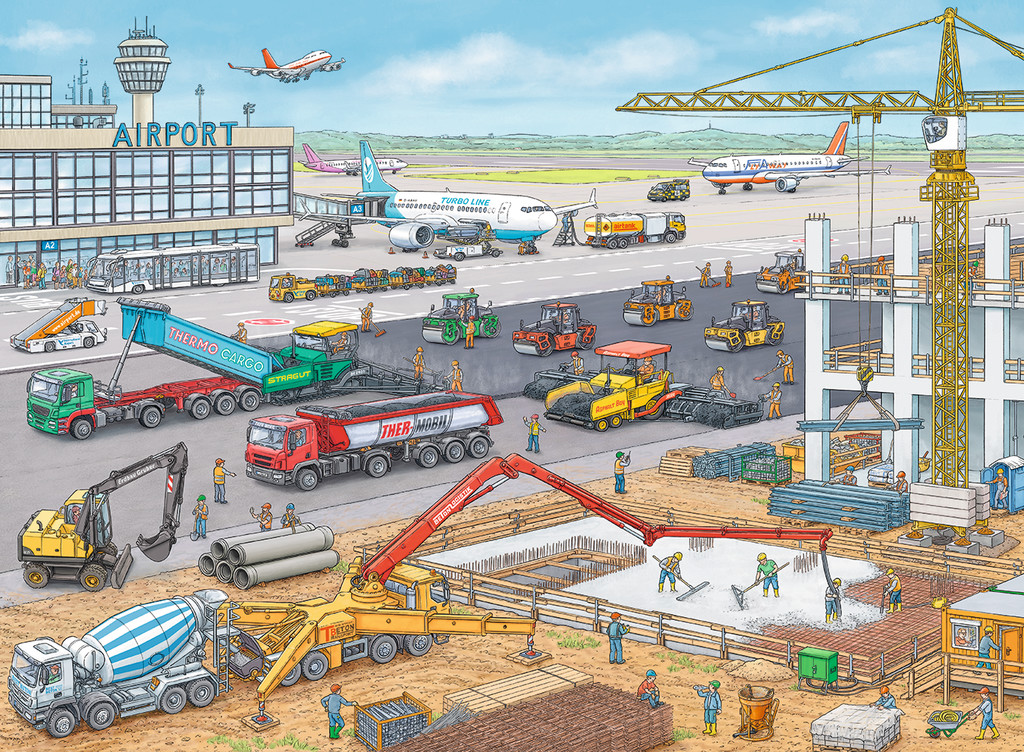 Construction at the Airport - Scratch and Dent Plane Jigsaw Puzzle