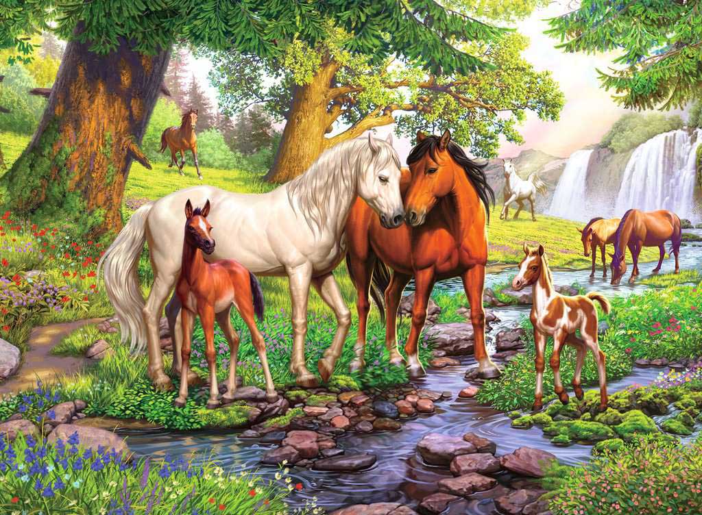 Horses by the Stream - Scratch and Dent Horse Jigsaw Puzzle