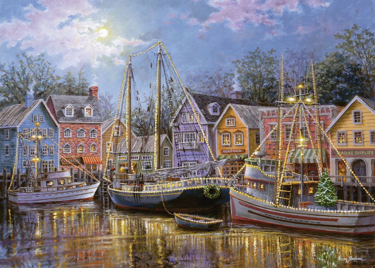 Ships Aglow - Scratch and Dent Boat Jigsaw Puzzle