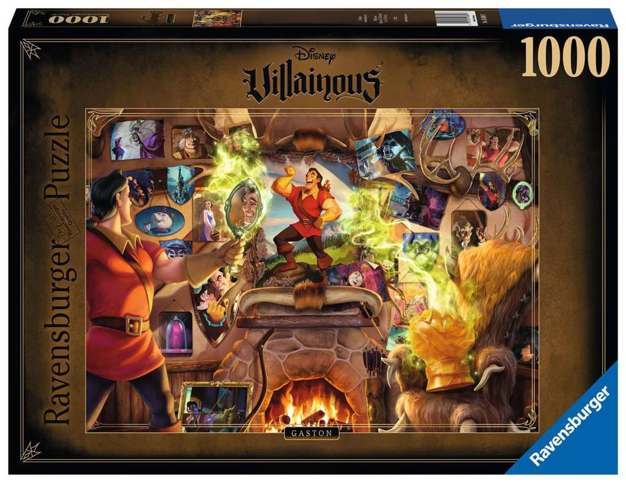 Disney Ravensburger Villainous Horned good King & Gaston Puzzles w/collector’s pieces